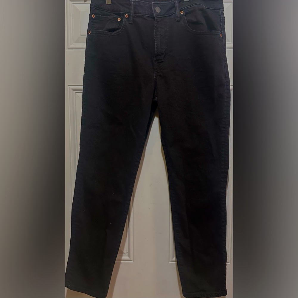 Mens American Eagle AE airflex+ black denim straight-legged jeans 34x30